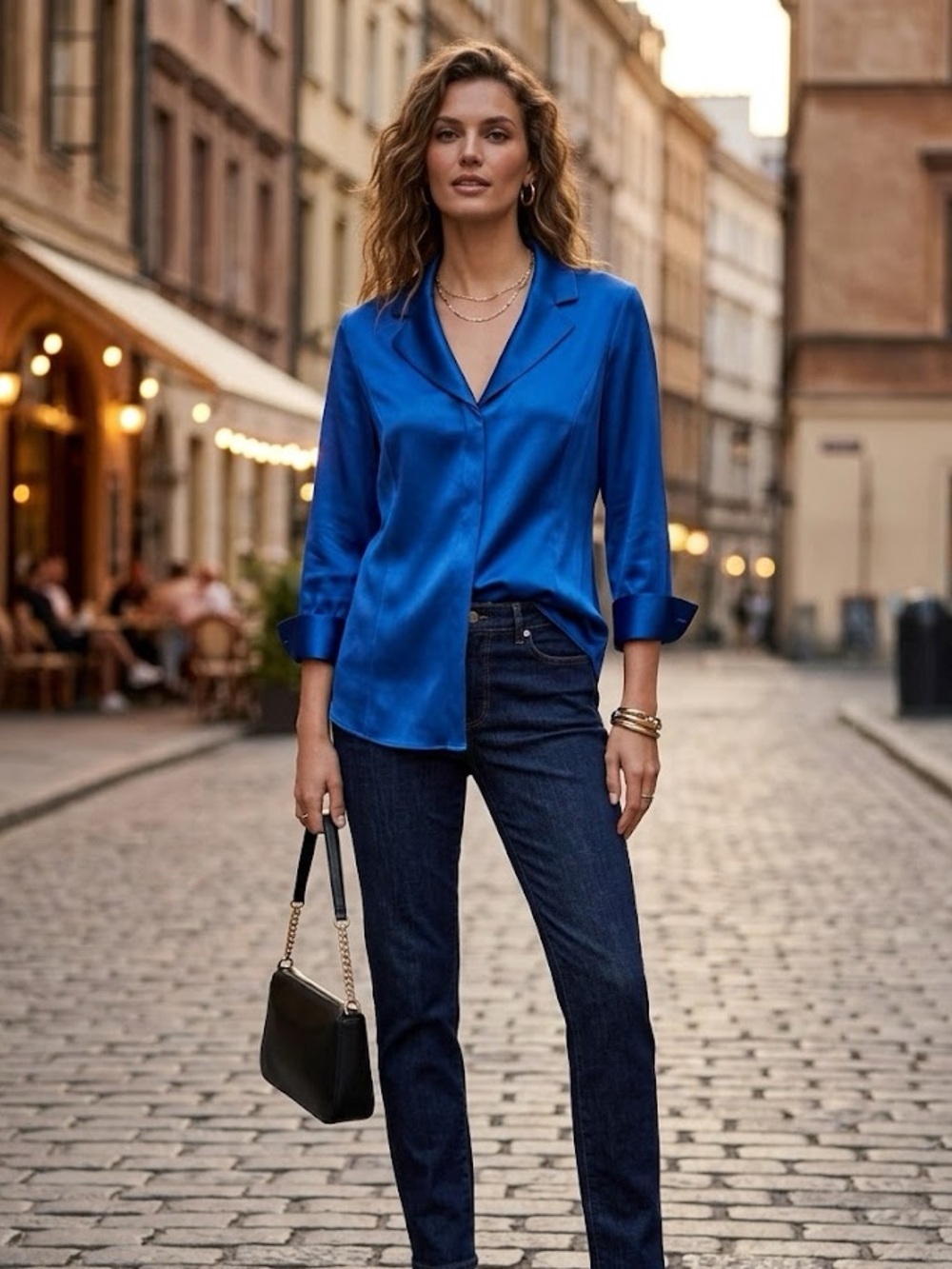 Lafayette 148 New York Silk Royal Blue Shirt blouse Sz12
